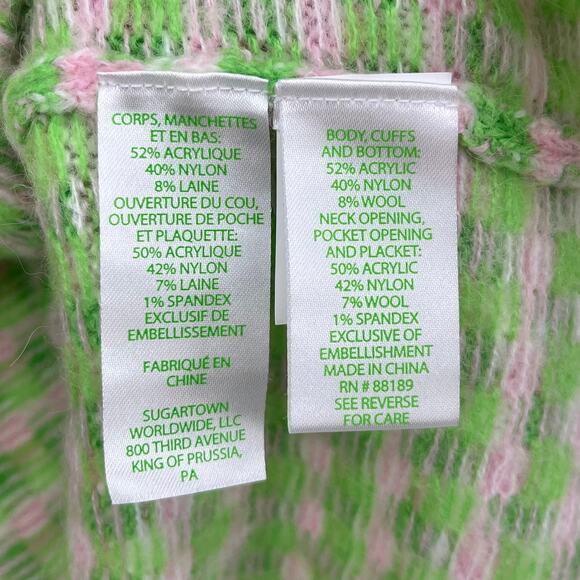 Lilly Pulitzer Viera Sweater Set Pink Green White Check Clear Sequin Women's Med - Picture 6 of 11